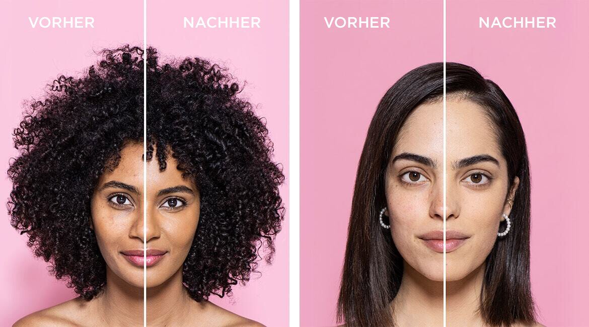 Anwendungsbeispiel mit Vergleich vorher / nachher für 24h Fresh Wear Foundation